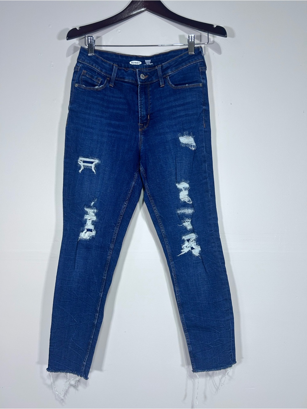 Old Navy Distressed Skinny Jeans — Dark Blue Wash